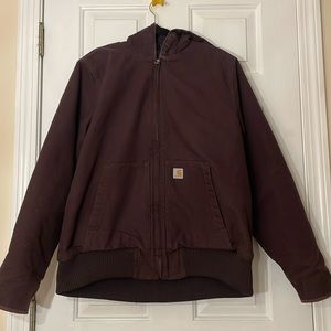 Carhartt Duck Canvas Quilted lined Hooded Zip Up Jacket.